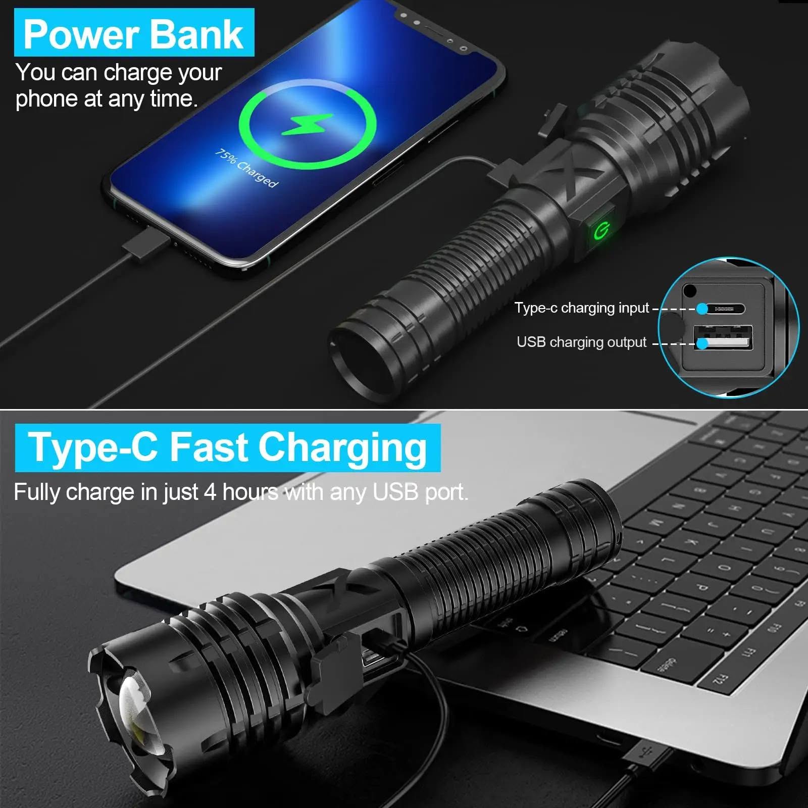 Ultra Bright Tactical Rechargeable Flashlight - Image 2